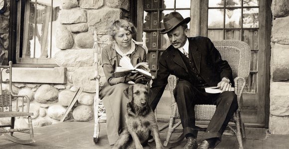 Colonel Rogers, wife Annette and dog, Jasper Park Information Centre National Historic Site